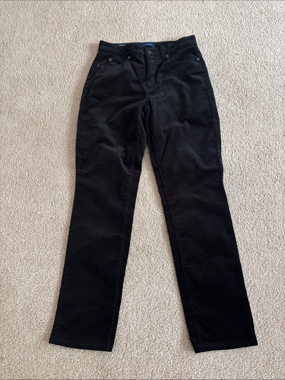 Talbots Corduroy High Rise Black Women's Straight Leg Jeans Curvy size 2